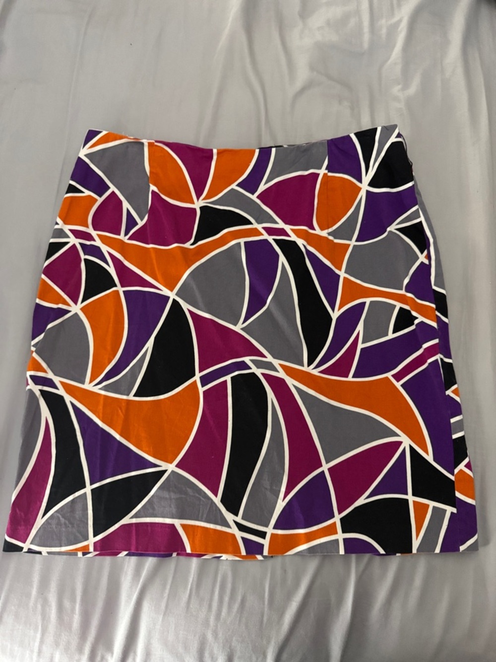 Ashley Stewart Abstract Geo Mini Skirt in Purple, Orange, Black